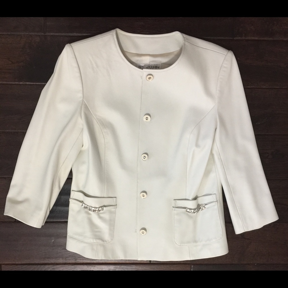 St. John white Leather Jacket